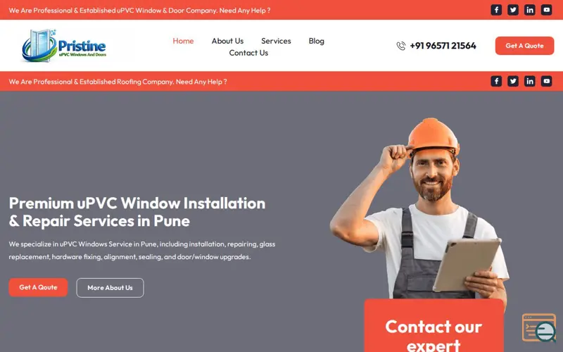 Screenshot of pristineupvcwindows.com