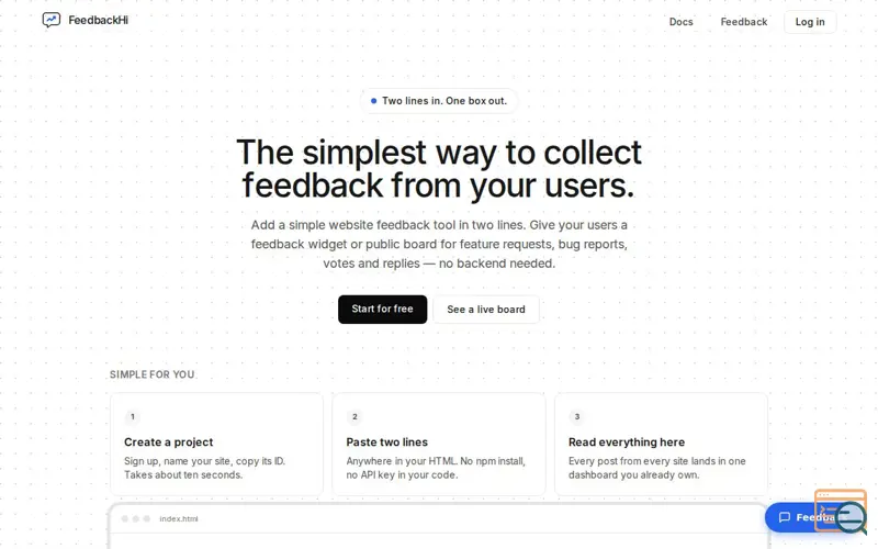 Screenshot of FeedbackHi