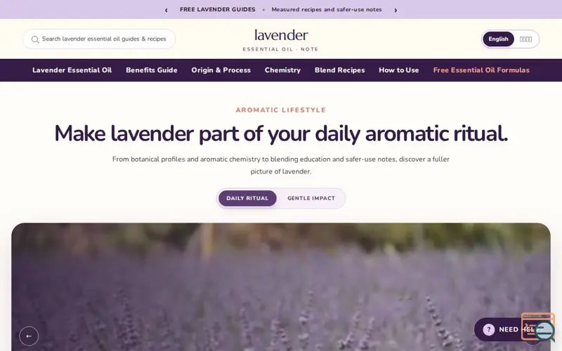 Screenshot of Lavender Essential Oil Benefits & Oils | Lavender Note