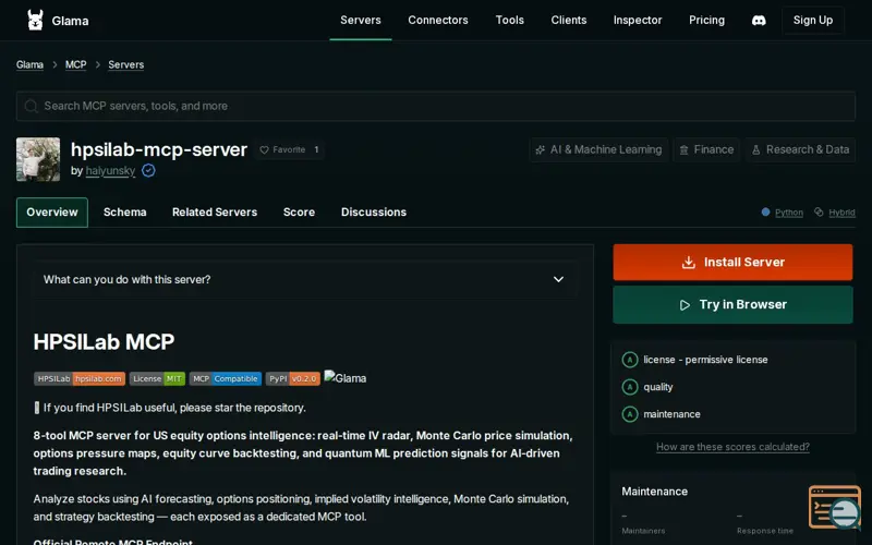 Screenshot of HPSILab MCP