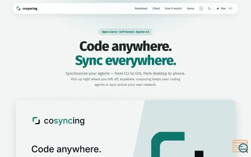 Screenshot of cosyncing 