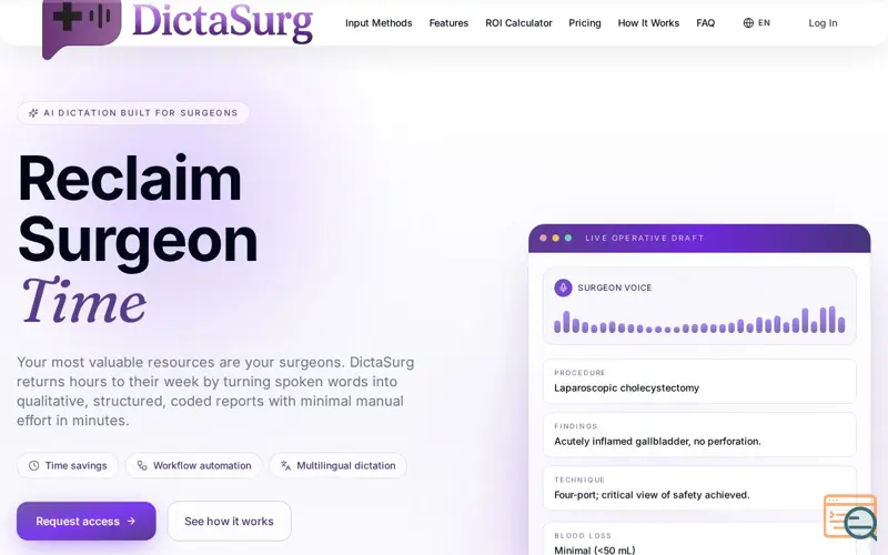 Screenshot of DictaSurg