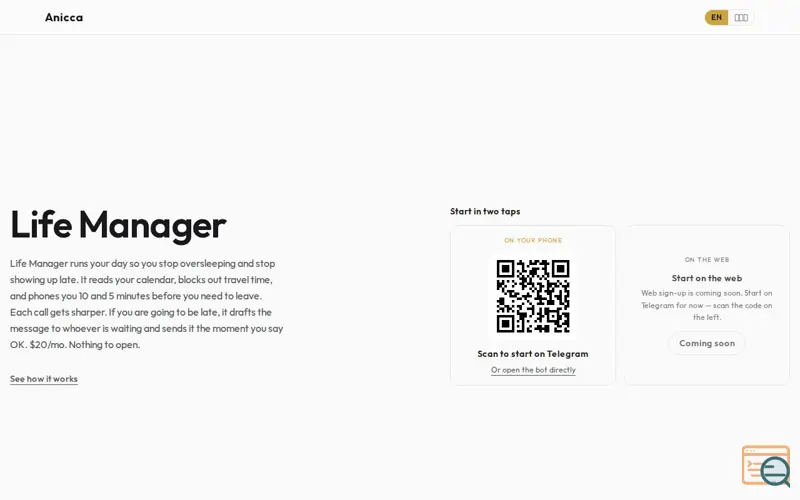 Screenshot of Life Manager — Anicca