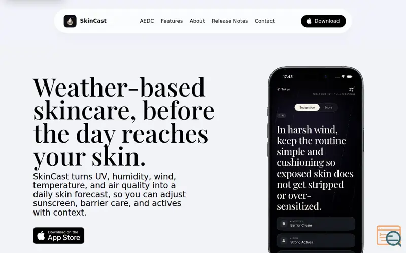 Screenshot of SkinCast