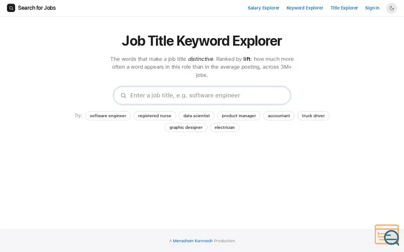 Screenshot of Job Title Keyword Explorer