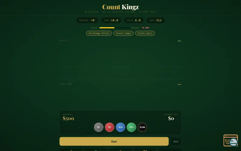 Screenshot of CountKingz  Free Blackjack Card Counting