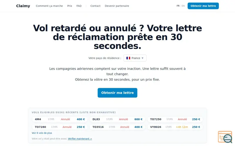 Screenshot of Claimy