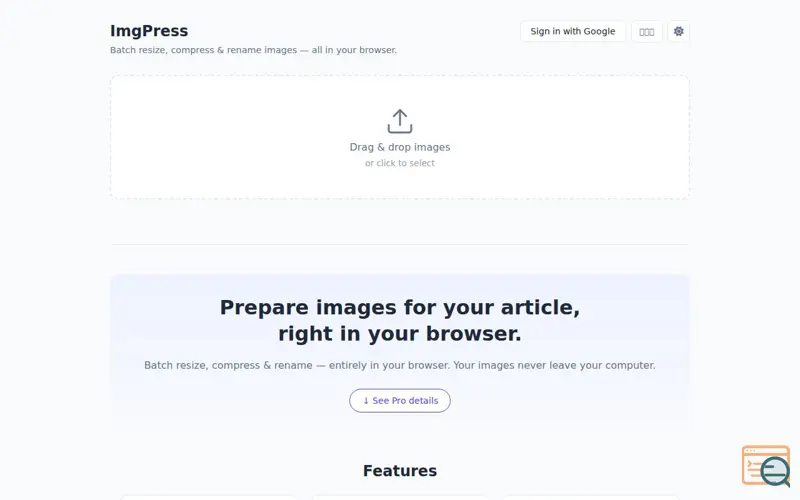 Screenshot of ImgPress