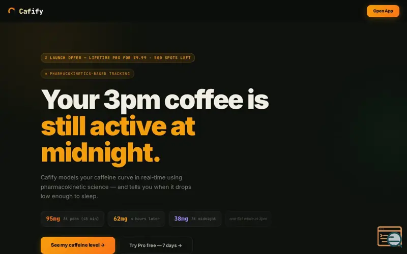 Screenshot of Cafify