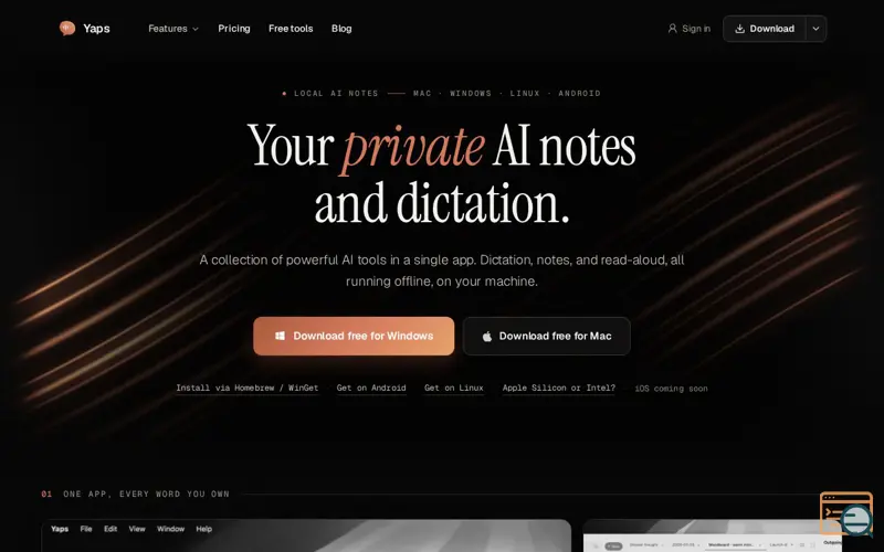 Screenshot of Yaps, a launch using Lenis