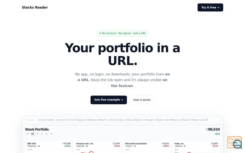 Screenshot of Stocksreader