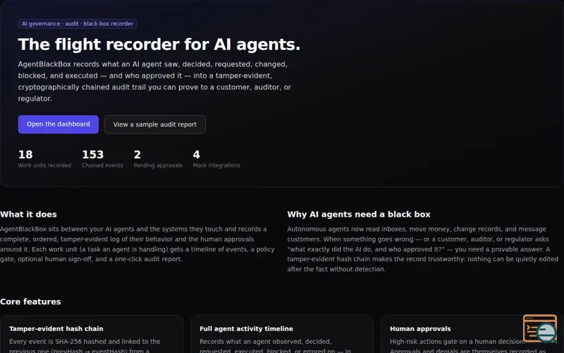 Screenshot of AgentBlackBox