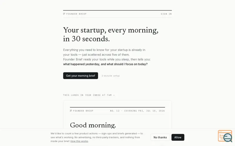 Screenshot of FndrBrief