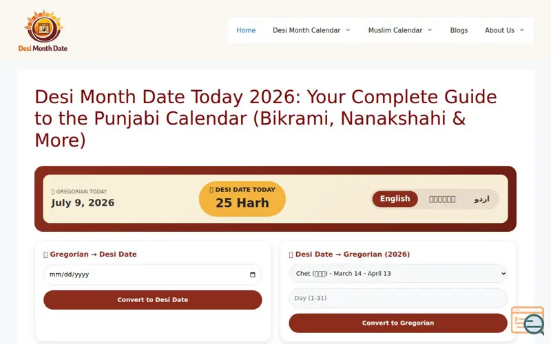 Screenshot of Desi Month Date