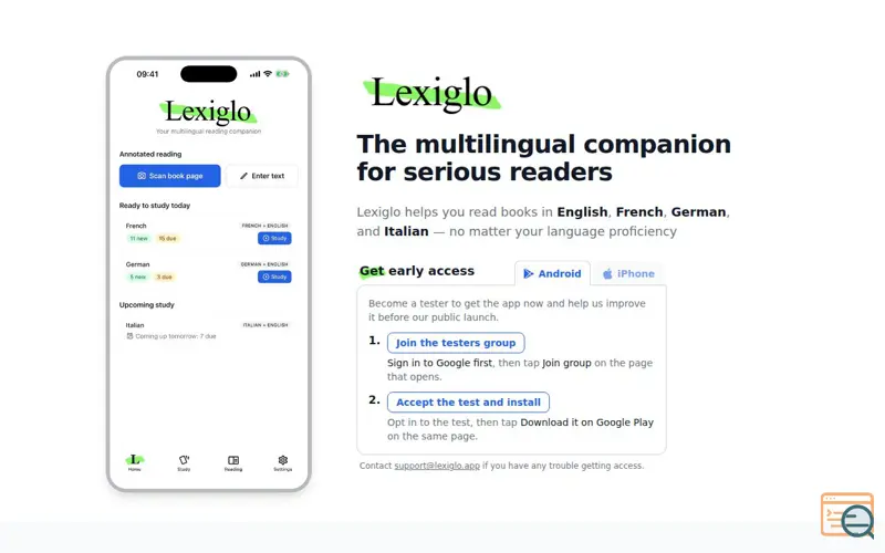 Screenshot of Lexiglo