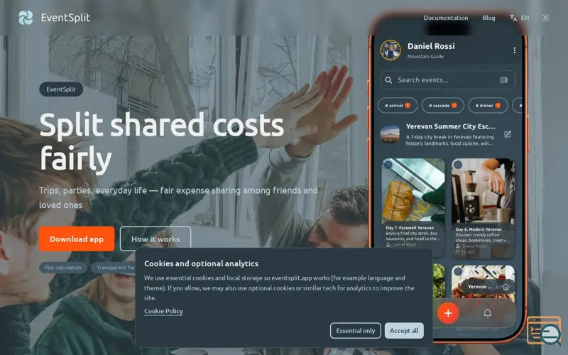 Screenshot of EventSplit — Split shared costs fairly