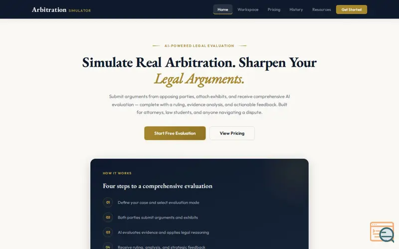 Screenshot of ArbitrationSimulator.com