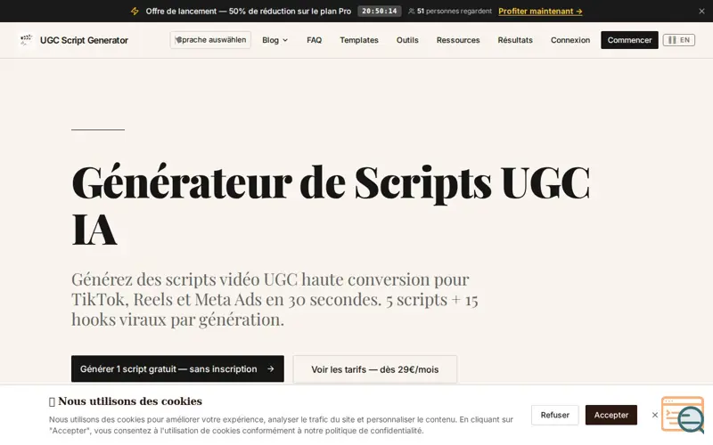 Screenshot of UGC Script Generator