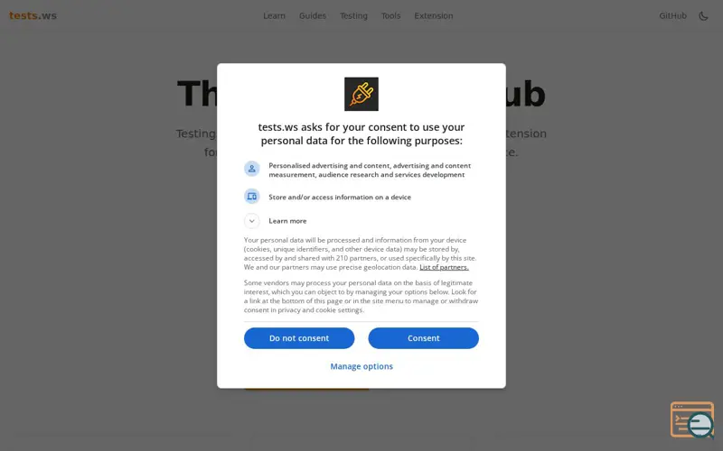 Screenshot of Tests.ws