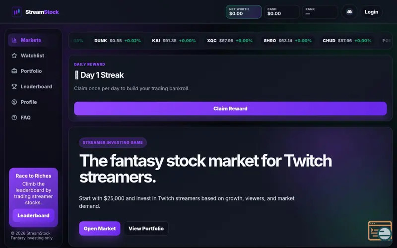 Screenshot of StreamStock