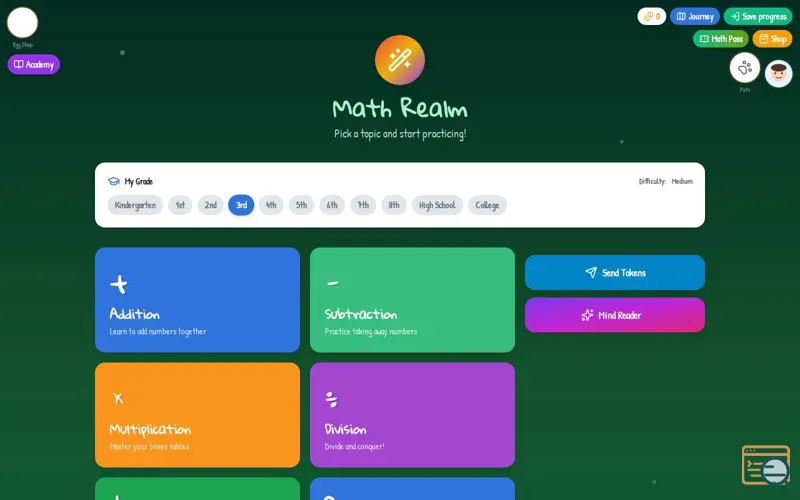 Screenshot of Math Realm