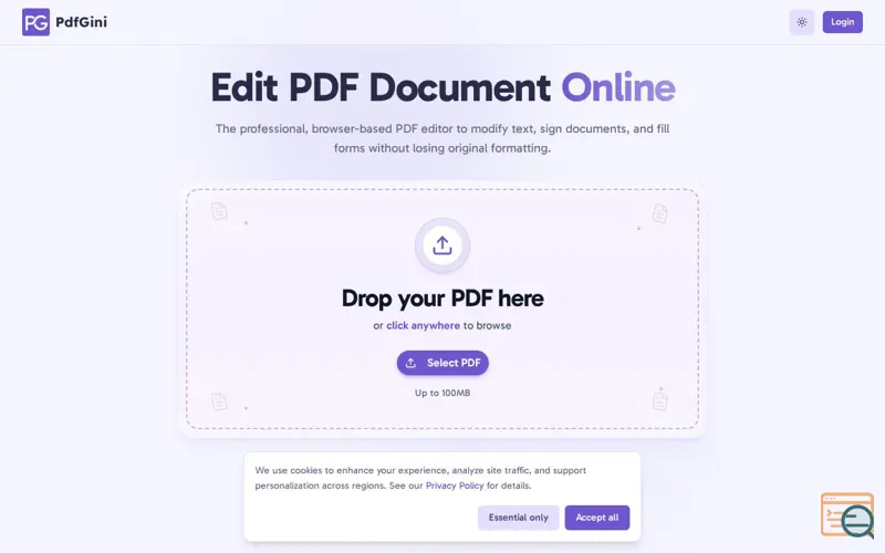 Screenshot of PdfGini - Fast, Easy & Reliable PDF Solutions | PdfGini