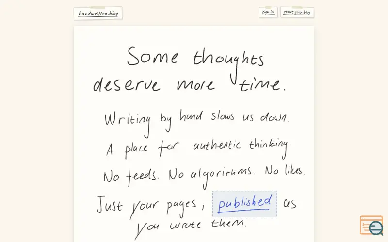 Screenshot of Handwritten