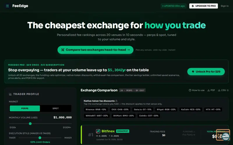 Screenshot of FeeEdge