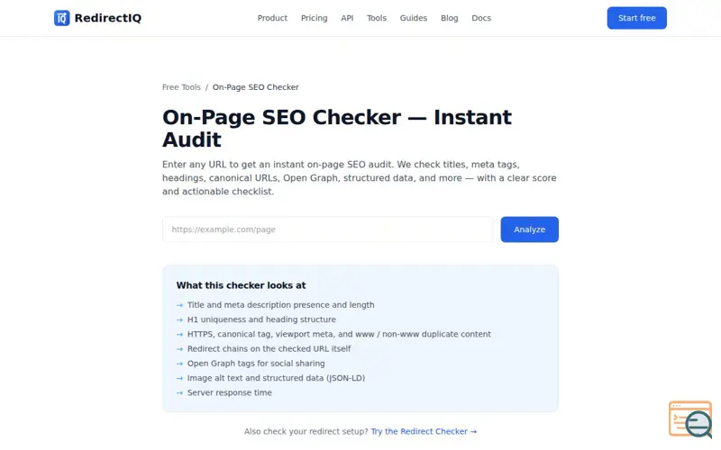 Screenshot of Redirectiq