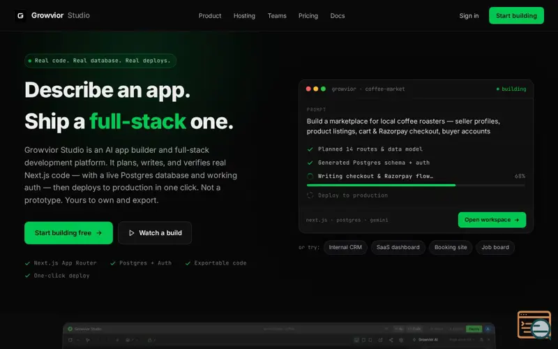 Screenshot of Growvior Studio