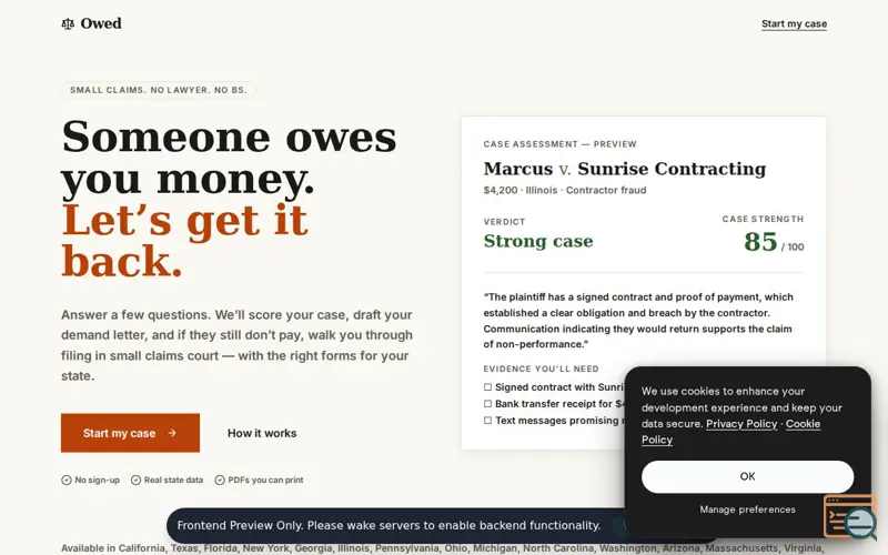 Screenshot of Owed