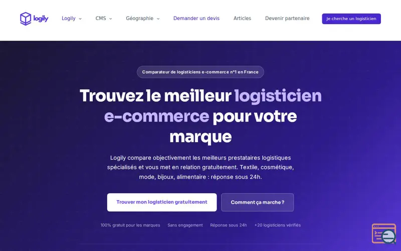 Screenshot of Comparateur logisticien e-commerce