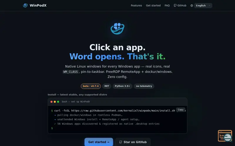 Screenshot of WinPodX