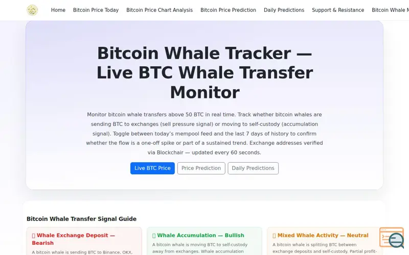Screenshot of OursCrypto Whale Monitor