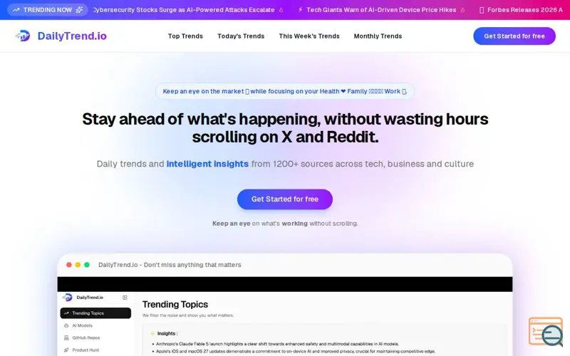 Screenshot of DailyTrend.io