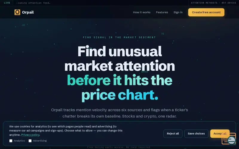 Screenshot of Orpail, a launch using Google