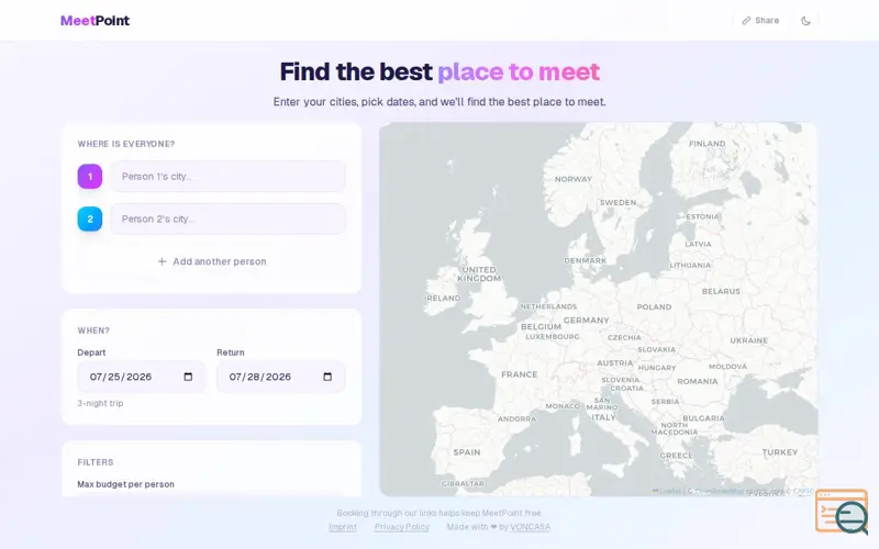 Screenshot of MeetPoint