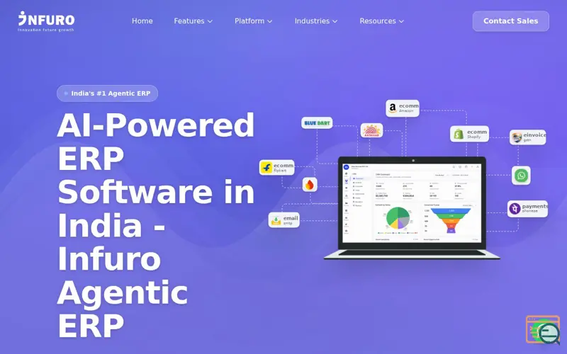 Screenshot of Infuro ERP Platform