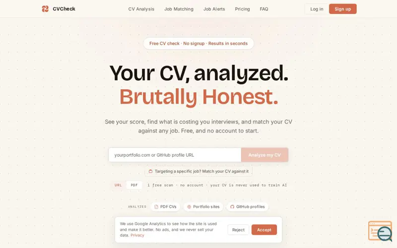 Screenshot of CVCheck