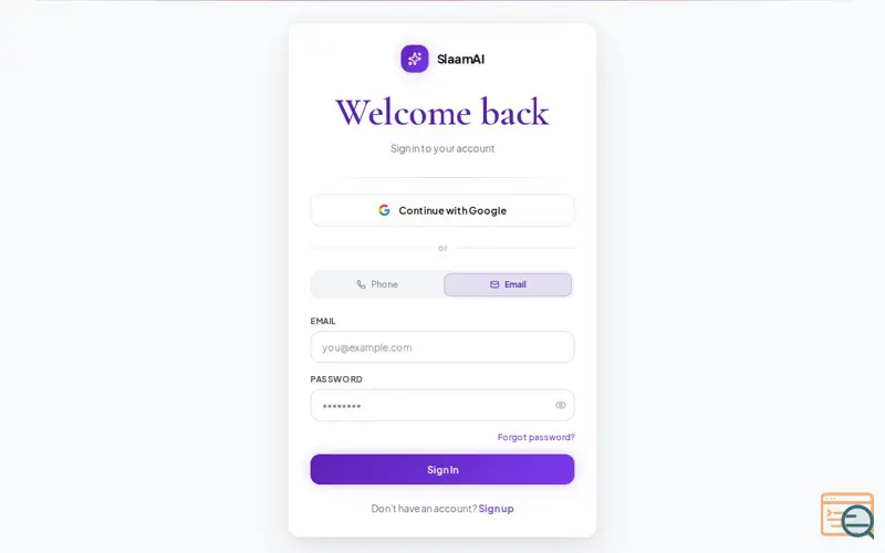 Screenshot of Slaam AI 