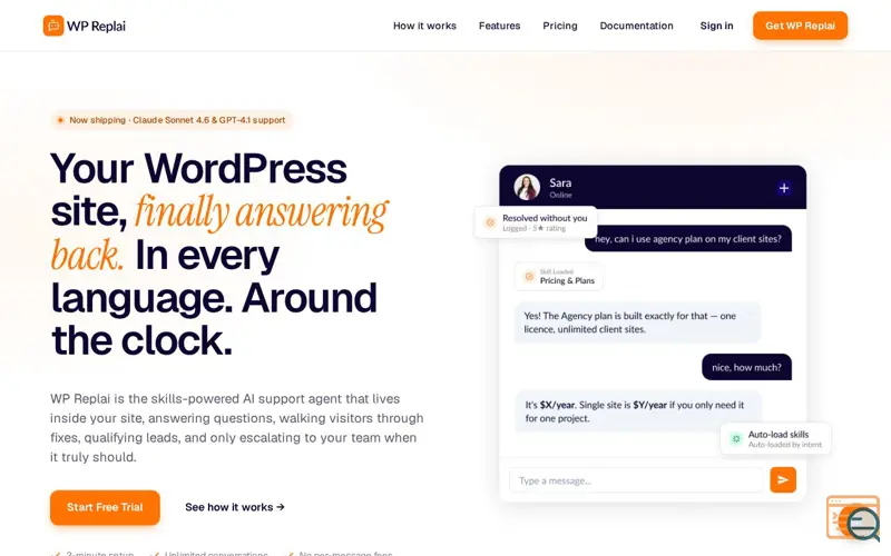 Screenshot of WP Replai
