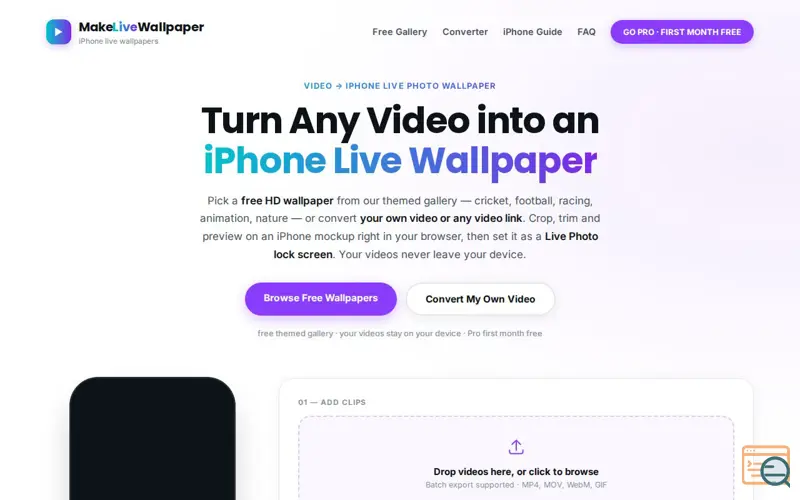 Screenshot of MakeLiveWallpaper.com