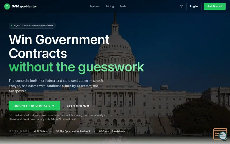 Screenshot of SAM.gov Hunter