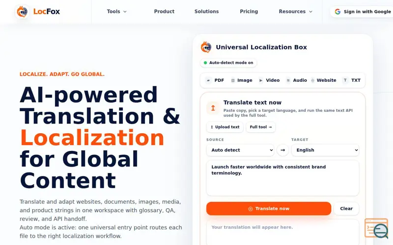 Screenshot of LocFox