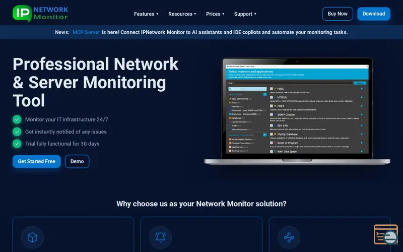 Screenshot of IPNetwork Monitor, a launch using ClouDNS