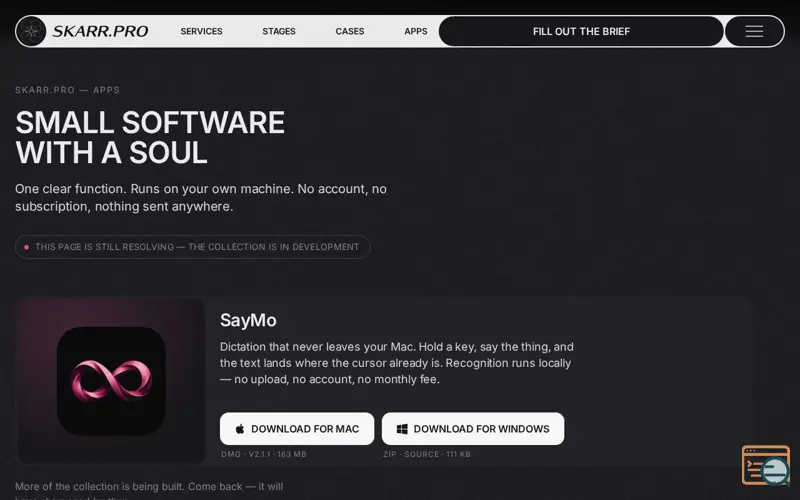 Screenshot of SayMo