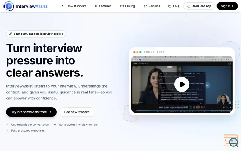Screenshot of Real-Time AI Interview Assistant | InterviewAssist