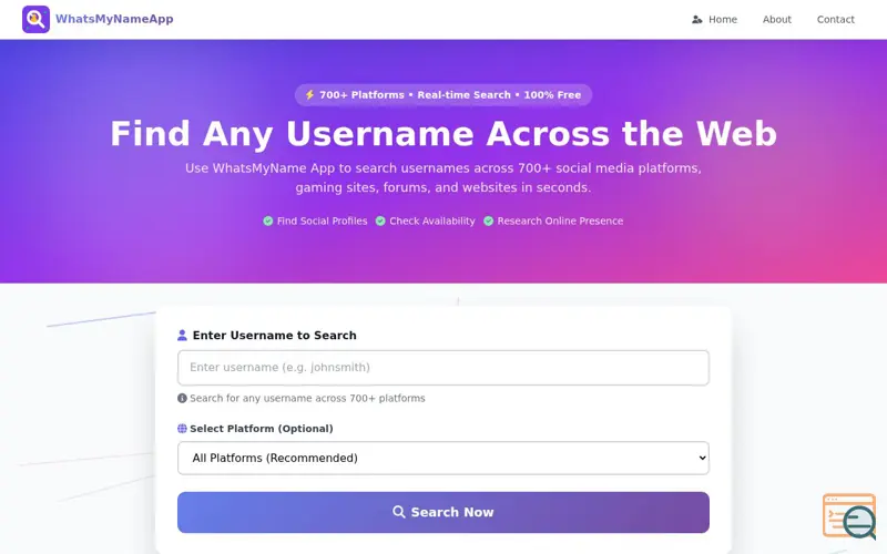 Screenshot of WhatsMyName app