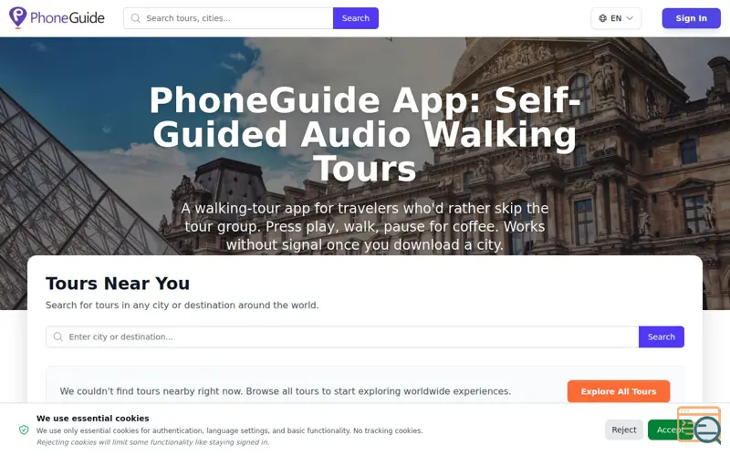 Screenshot of PhoneGuide App