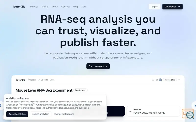Screenshot of NotchBio - RNA-seq Analysis Platform